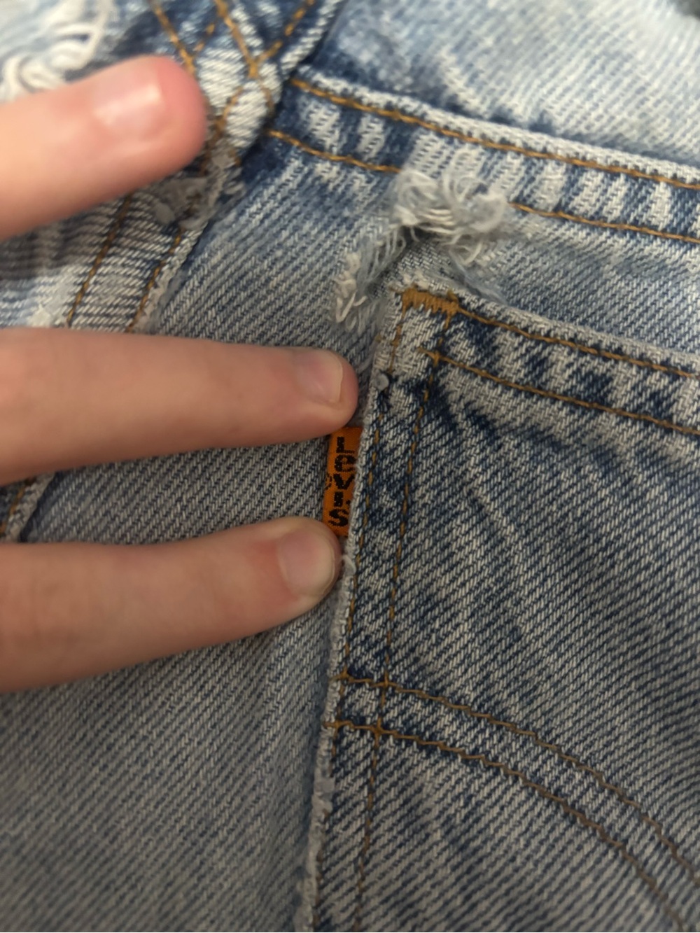 Vintage 1996 Levi’s 951 Relaxed Fit Orange Tag Denim Shorts — Women’s Size 14 - Picture 7 of 10